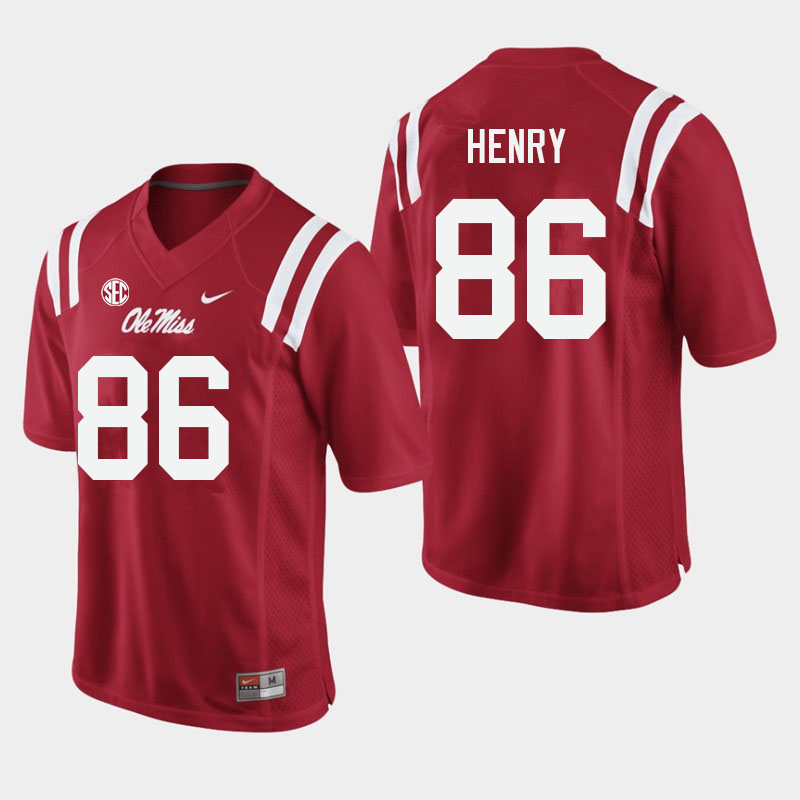 JJ Henry Ole Miss Rebels NCAA Men's Red #86 Stitched Limited College Football Jersey RJC2158RB